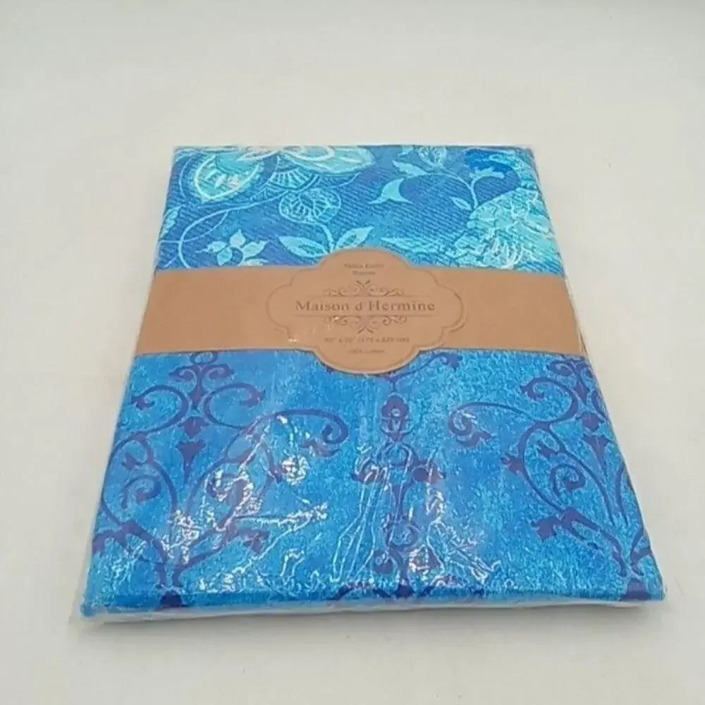 Maison D'Hermine Indigo Love Tablecloth Rectangle 70x90 Blue Cotton Dining Room